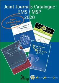 Joint Journals Catalogue EMS / MSP 2020