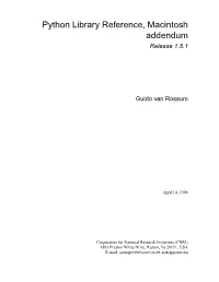 Python Library Reference, Macintosh Addendum Release 1.5.1