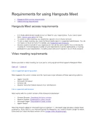 Requirements for Using Hangouts Meet