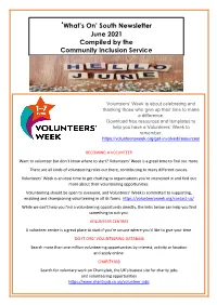 'What's On' South Newsletter June 2021 Compiled by the Community