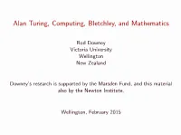 Alan Turing, Computing, Bletchley, and Mathematics, Wellington Public