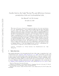 Another Look at the Lady Tasting Tea and Differences Between Permutation Tests and Randomization Tests