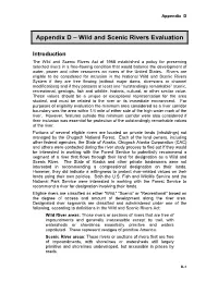 Appendix D – Wild and Scenic Rivers Evaluation