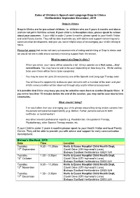 Dates of Children's Speech and Language Drop-In Clinics