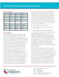 Inherited Neutropenia Gene Sequencing Panel
