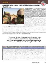 Key Boko Haram Leader Killed in Joint Operation