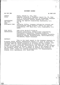 Language Research in Progress: Report No. 10, June 1970: a Cross - "Referenced List of Documented Language Research Projects Current January-June 1970