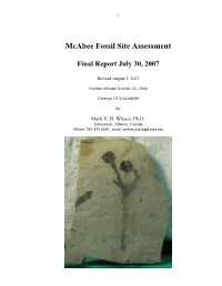 Mcabee Fossil Site Assessment
