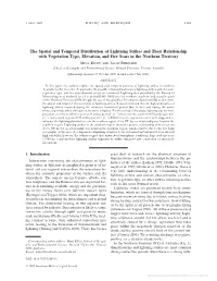The Spatial and Temporal Distribution of Lightning Strikes and Their Relationship with Vegetation Type, Elevation, and Fire Scars in the Northern Territory