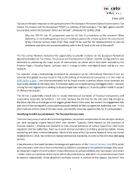 8 May 2018 Tax Justice Network Response to the Questionnaire of The