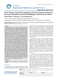 Active Hexose Correlated Compound Activates Immune Function To