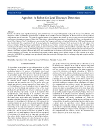 Agrobot- a Robot for Leaf Diseases Detection 1 2 Ruchita Bharat More , Prof