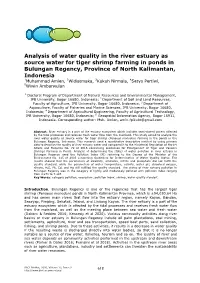 Analysis of Water Quality in the River Estuary As Source Water for Tiger