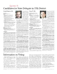 Candidates for State Delegate in 37Th District