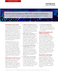 Elevate Your Enterprise with SAP on Microsoft Azure Running SAP on Azure Enhances Agility and Accelerates Innovation