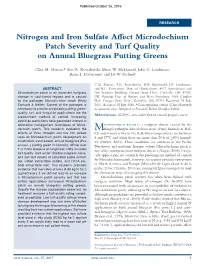 Nitrogen and Iron Sulfate Affect Microdochium Patch Severity and Turf Quality on Annual Bluegrass Putting Greens