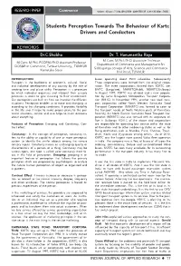 Students Perception Towards the Behaviour of Ksrtc Drivers and Conductors