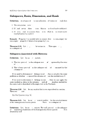 Subspaces, Basis, Dimension, and Rank