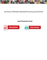 University of Memphis Baseball Recruiting Questionnaire