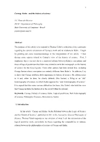 1 Carnap, Kuhn , and the History of Science J.C. Pinto De Oliveira IFCH