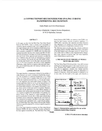 A Connectionist Recognizer for On-Line Cursive Handwriting Recognition