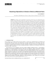 Broadening of Spectral Lines in Emission of Atomic and Molecular Gases © International Science Press I R a M P ISSN: 2229-3159 8(2), December 2017, Pp