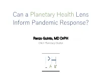 Can a Planetary Health Lens Inform Pandemic Response?
