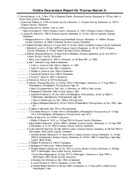 Outline Descendant Report for Thomas Marvel Jr