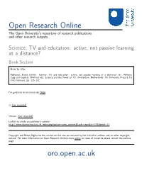 Science on TV - Active Not Passive 'Learning at a Distance'' David Robinson