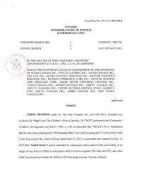 The Honourable Mr. Justice Hainey Dated June 22, 2017, As Amended and Restated on July 13