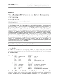 The Left Edge of the Word in the Berber Derivational Morphology