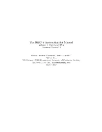 The RISC-V Instruction Set Manual Volume I: User-Level ISA Document Version 2.2