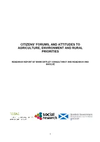 Citizens' Forums, and Attitudes to Agriculture