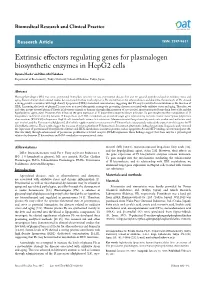Extrinsic Effectors Regulating Genes for Plasmalogen Biosynthetic Enzymes in Hepg2 Cells