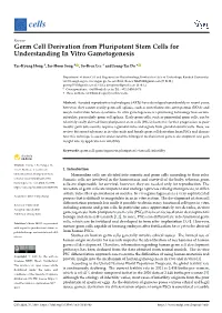 Germ Cell Derivation from Pluripotent Stem Cells for Understanding in Vitro Gametogenesis