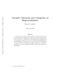 Giraud's Theorem and Categories of Representations
