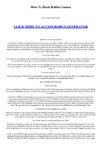 How to Hack Roblox Games