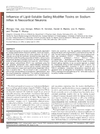Influence of Lipid-Soluble Gating Modifier Toxins on Sodium Influx in Neocortical Neurons
