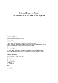 National Progress Report on Implementing the New Urban Agenda