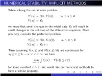 Numerical Stability; Implicit Methods