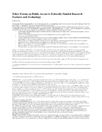 Policy Forum on Public Access to Federally Funded Research: Features and Technology