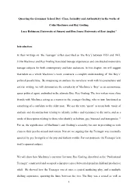Queering the Grammar School Boy: Class, Sexuality and Authenticity in the Works Of