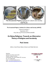 Towards an Alternative Theory of Religion and Secularity Paul James