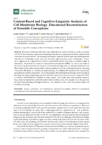 Content-Based and Cognitive-Linguistic Analysis of Cell Membrane Biology: Educational Reconstruction of Scientiﬁc Conceptions