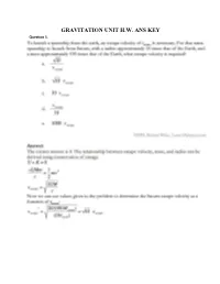 GRAVITATION UNIT H.W. ANS KEY Question 1