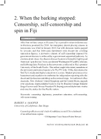 2. When the Barking Stopped: Censorship, Self-Censorship and Spin in Fiji