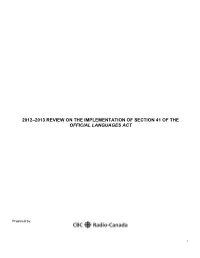 2012–2013 Review on the Implementation of Section 41 of the Official Languages Act