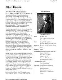 Albert Einstein - Wikipedia, the Free Encyclopedia Page 1 of 27