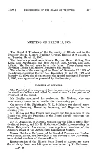 March 13, 1900, Minutes | UI Board of Trustees