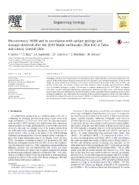 Microtremors' HVSR and Its Correlation with Surface Geology and Damage Observed After the 2010 Maule Earthquake (Mw 8.8) at Talca and Curicó, Central Chile